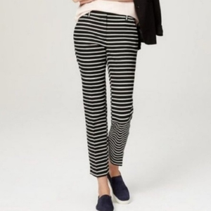 LOFT Black and White Striped Cropped Pants
